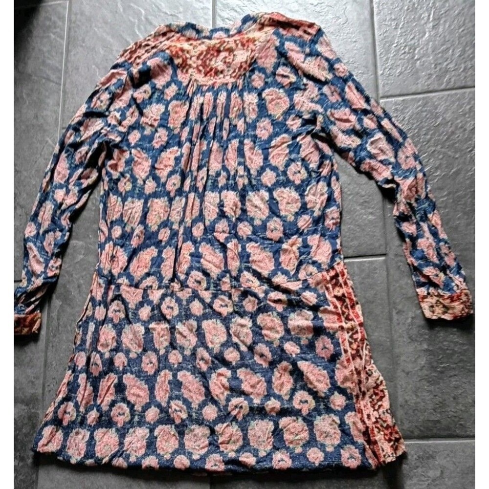 Anthropologie Tiny Patchwork Floral Boho Dress Medium Crochet Prairie Cottagecor - Picture 2 of 16